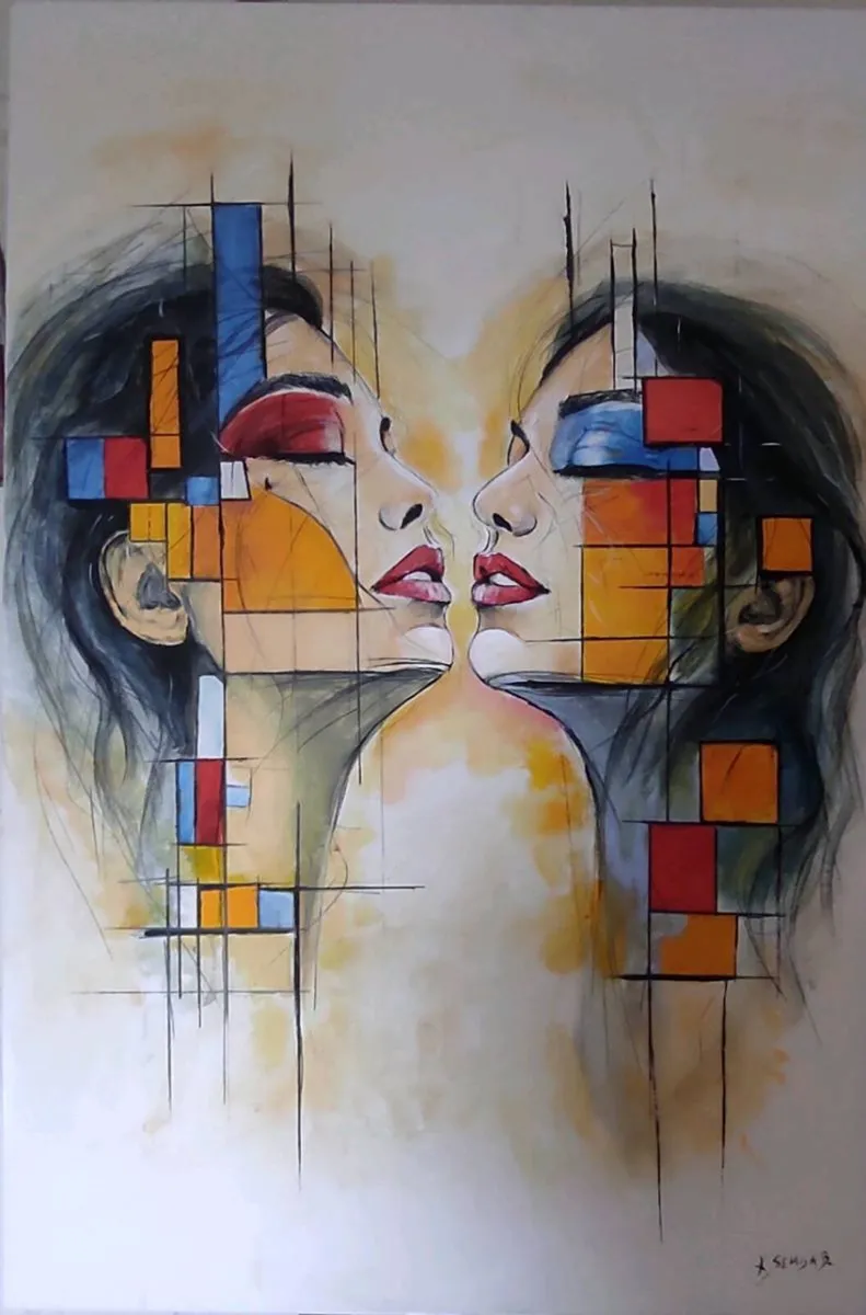 Original Acrylic Painting 60x90 cm – Modern Abstra - Image 3