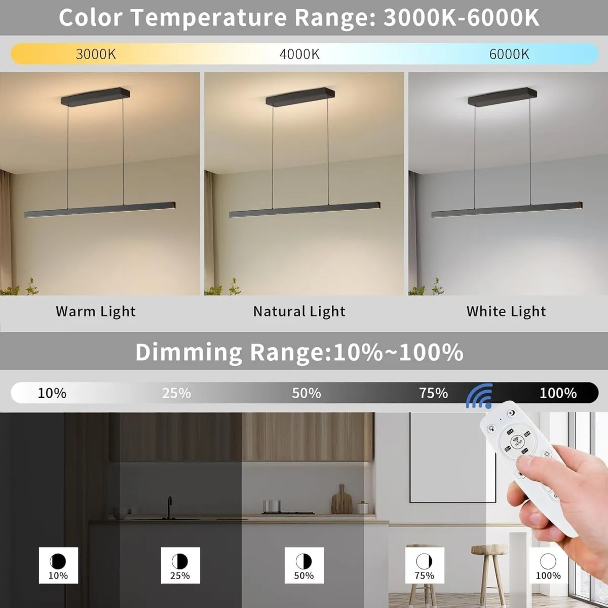 LED Pendant Lights Kitchen Island 3000k-6000K - Image 3