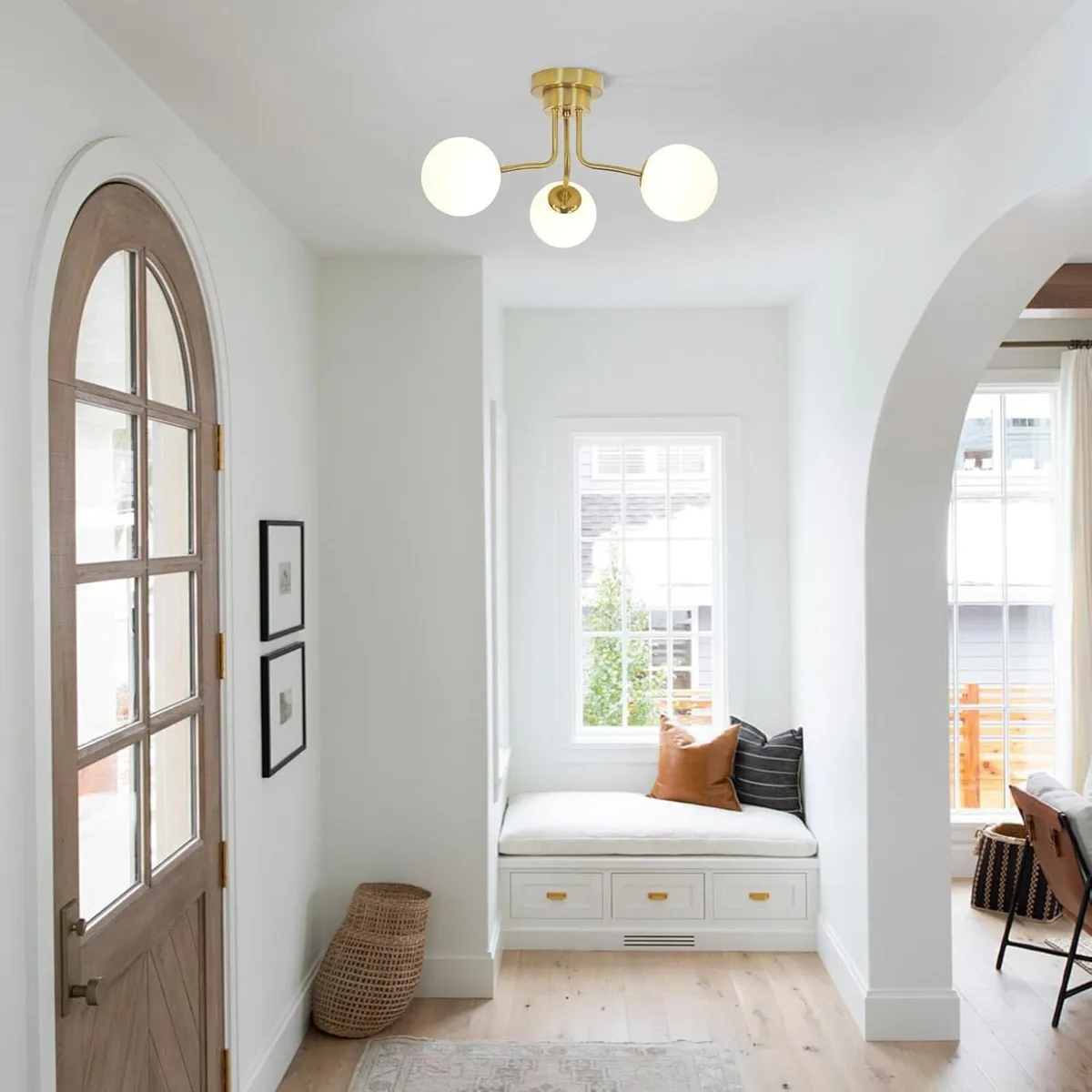 Modern Brass Gold Ceiling Light 3-Light White - Image 2