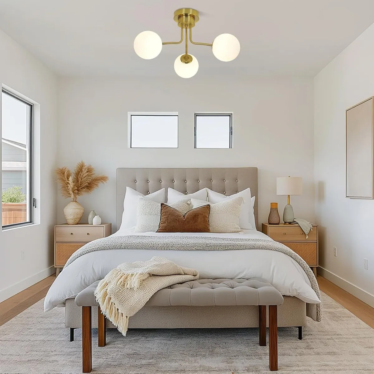 Modern Brass Gold Ceiling Light 3-Light White - Image 4