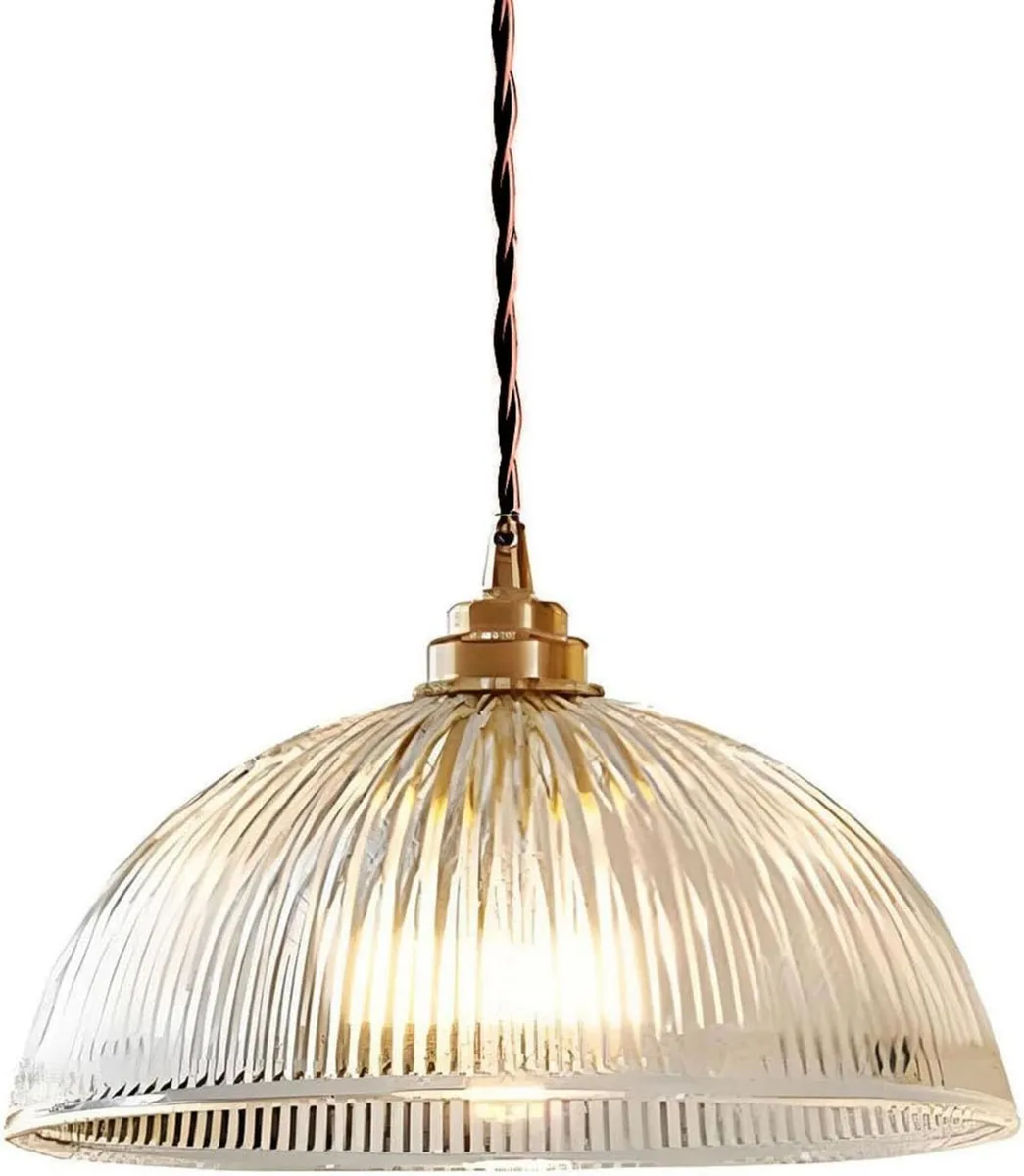 Industrial Vintage Pendant Light with Ribbed - Image 1