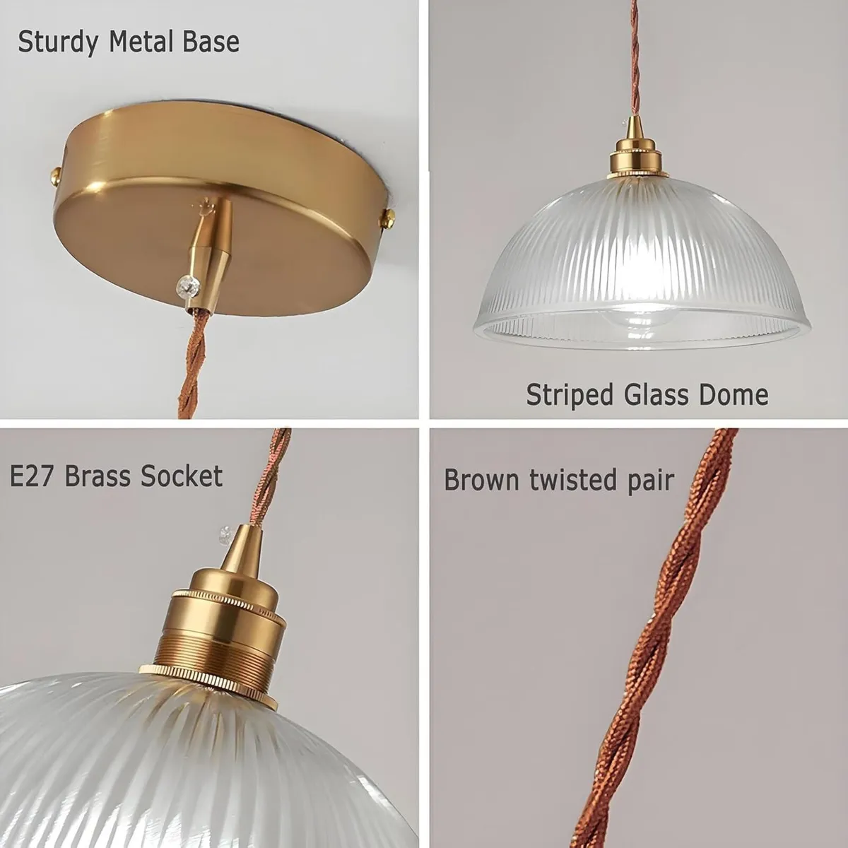Industrial Vintage Pendant Light with Ribbed - Image 4