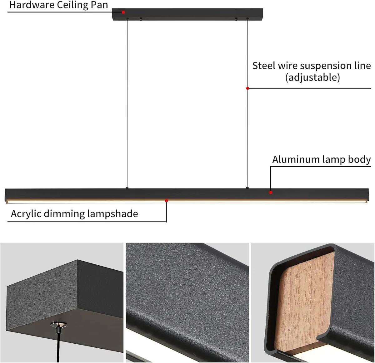 100CM Modern Linear LED Pendant Light Kitchen - Image 4