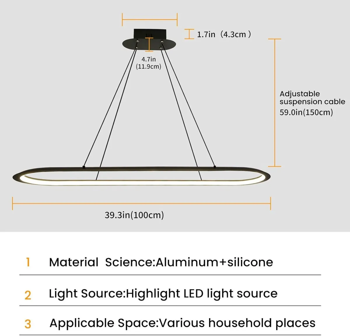 Modern Island Lights Linear Pendant LED Chandelier - Image 4