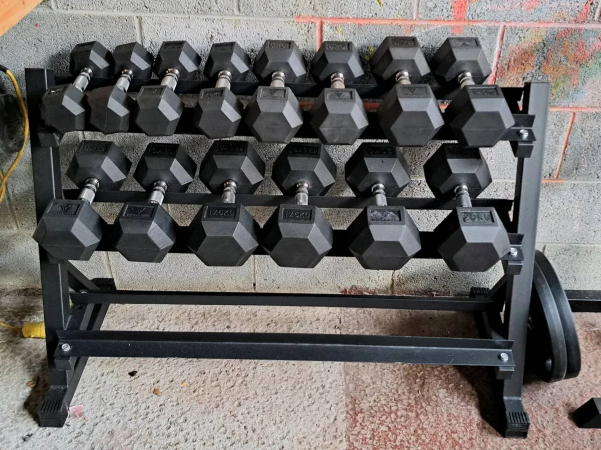 Weights including dumbells and bench - Image 1