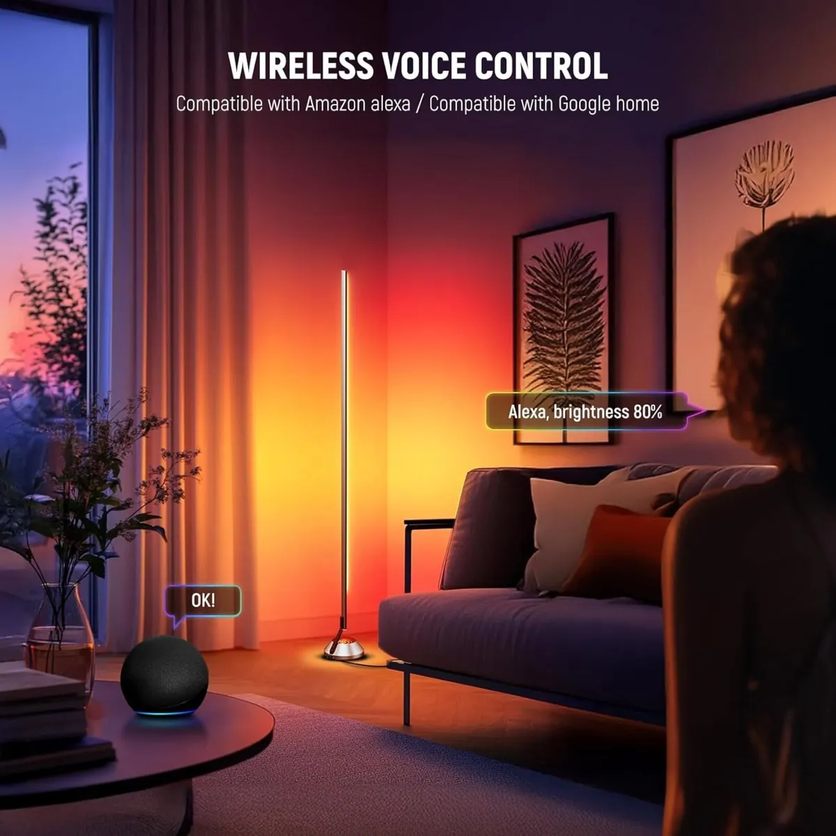 Smart RGBW Floor Lamp 1500lm LED Standing Corner - Image 2