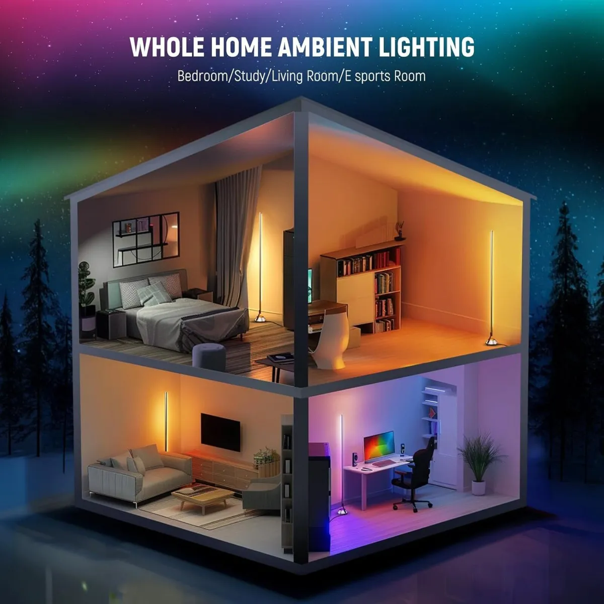 Smart RGBW Floor Lamp 1500lm LED Standing Corner - Image 4