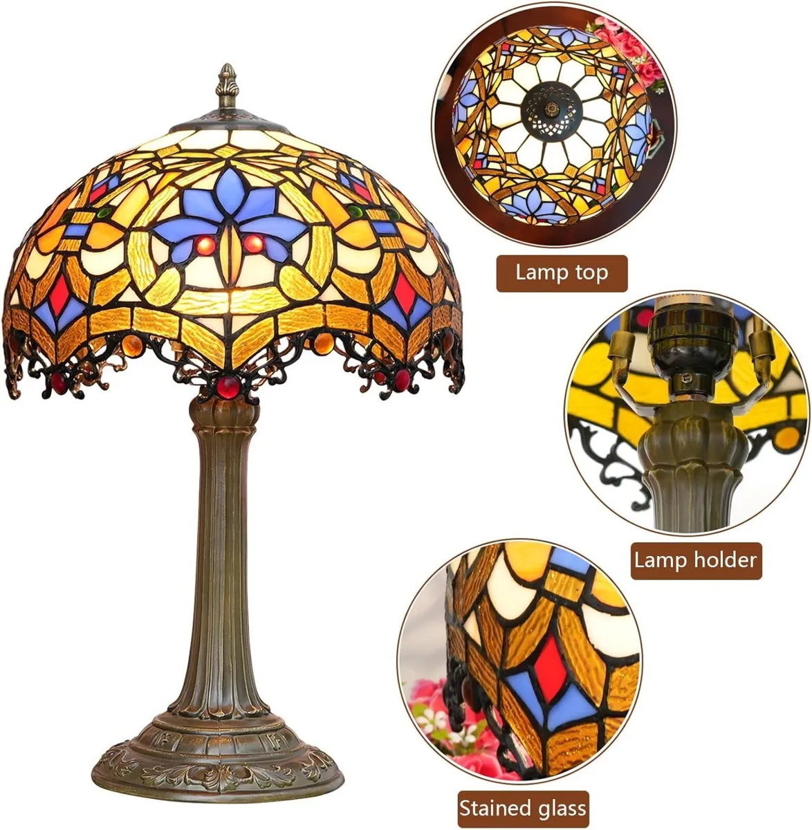 Tiffany Style Table Lamp Stained Glass Multicolor - Image 3