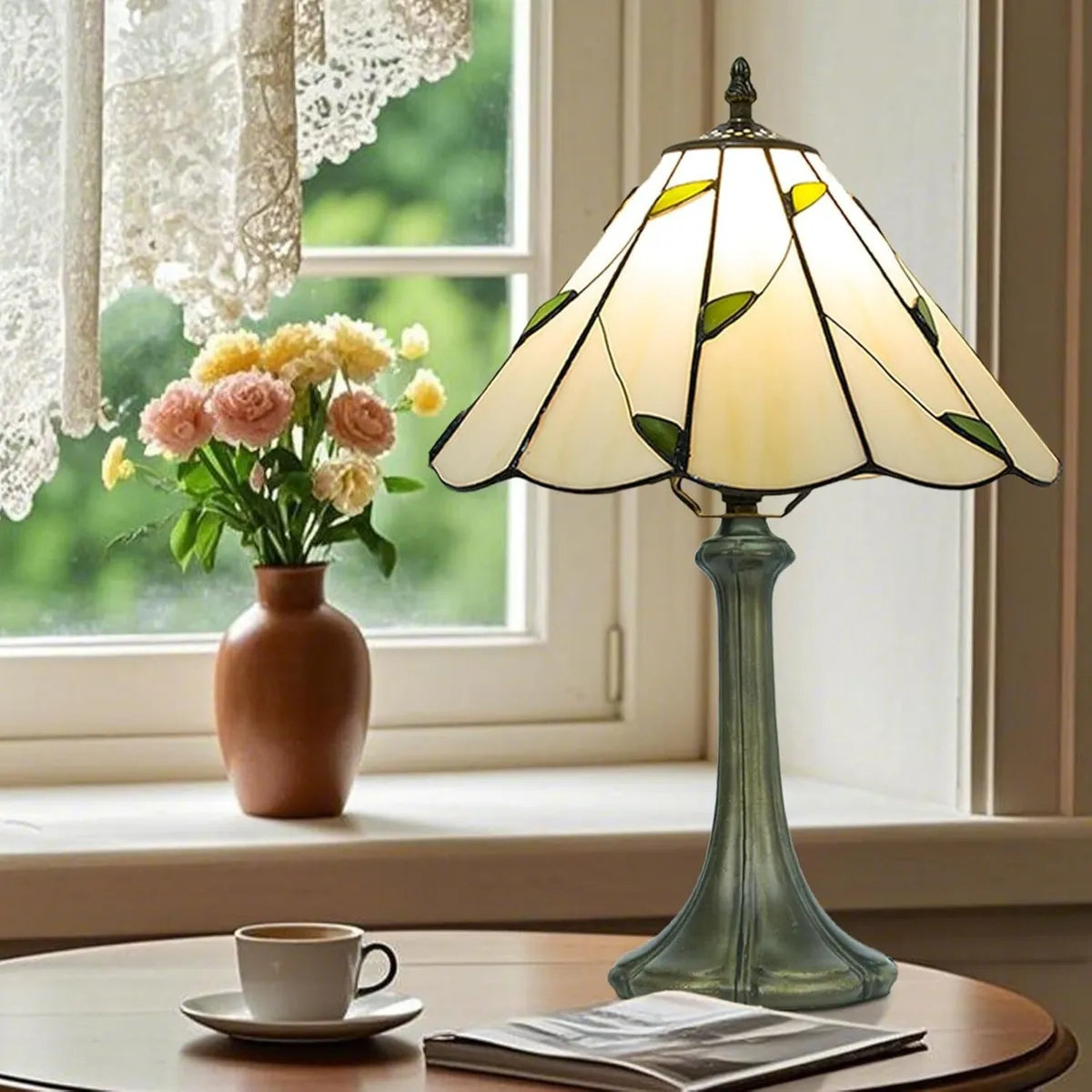 Tiffany Style Lamp Stained Glass Table for Living - Image 1