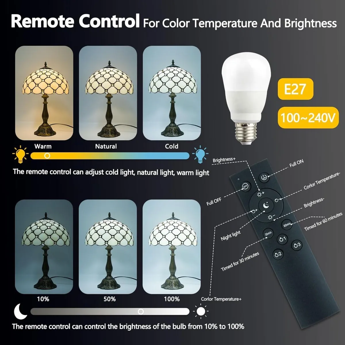 Tiffany Style Lamp Stained Glass Table for Living - Image 3