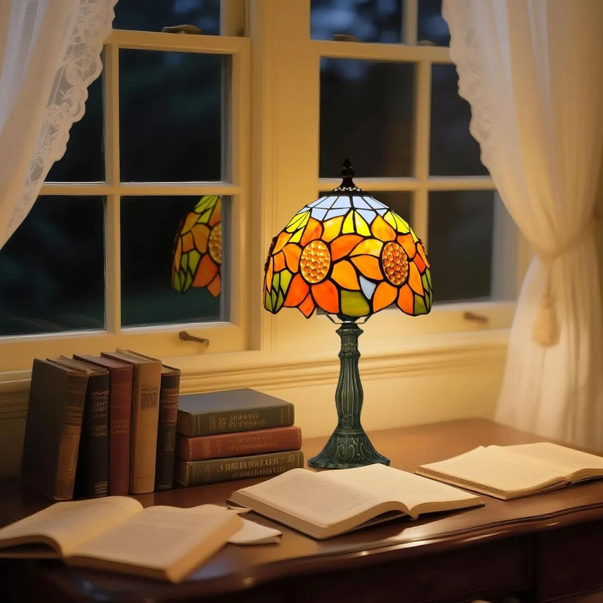 Tiffany Style Table Lamp for Bedroom - Remote - Image 2