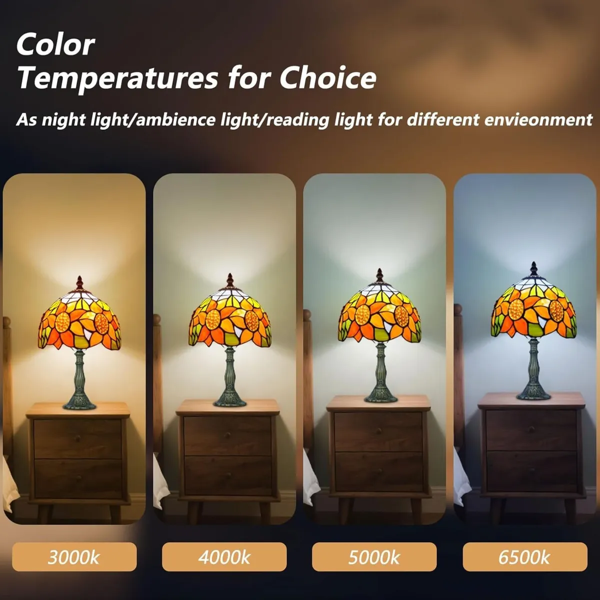 Tiffany Style Table Lamp for Bedroom - Remote - Image 3