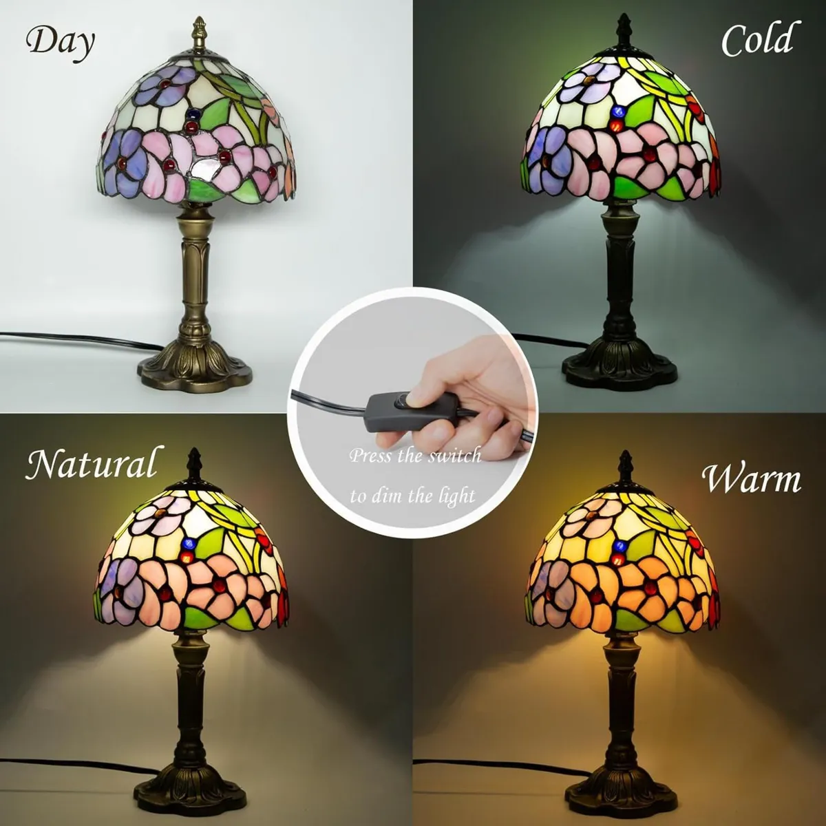 Small Tiffany Lamp 8 Inch Style Lights Table - Image 4
