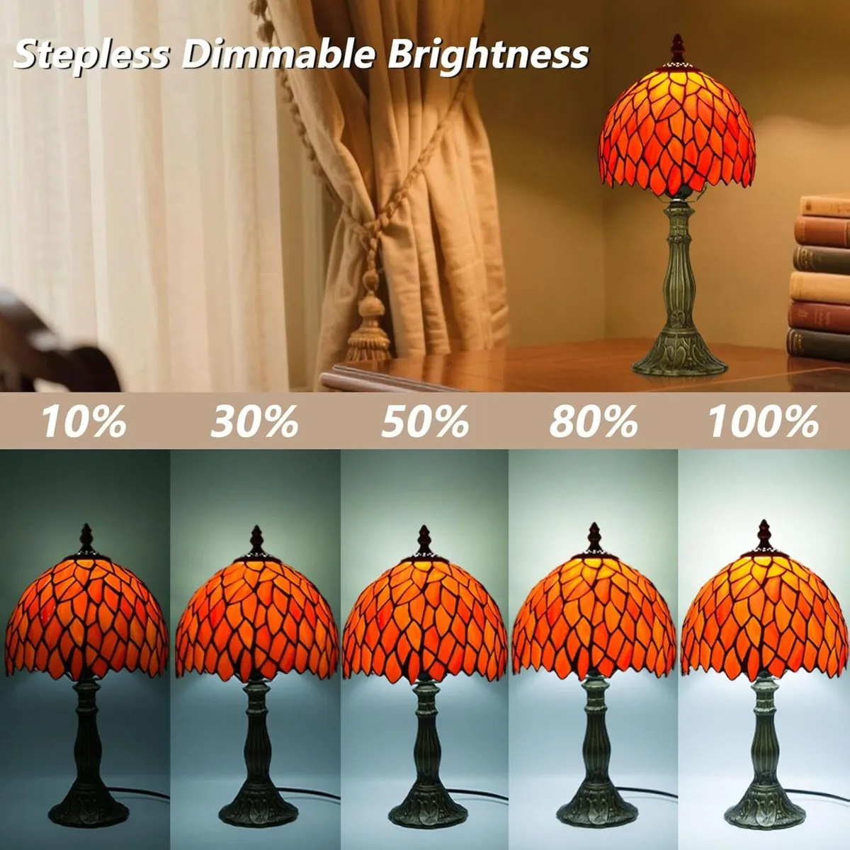 Tiffany Style Table Lamp for Bedroom - Remote - Image 4