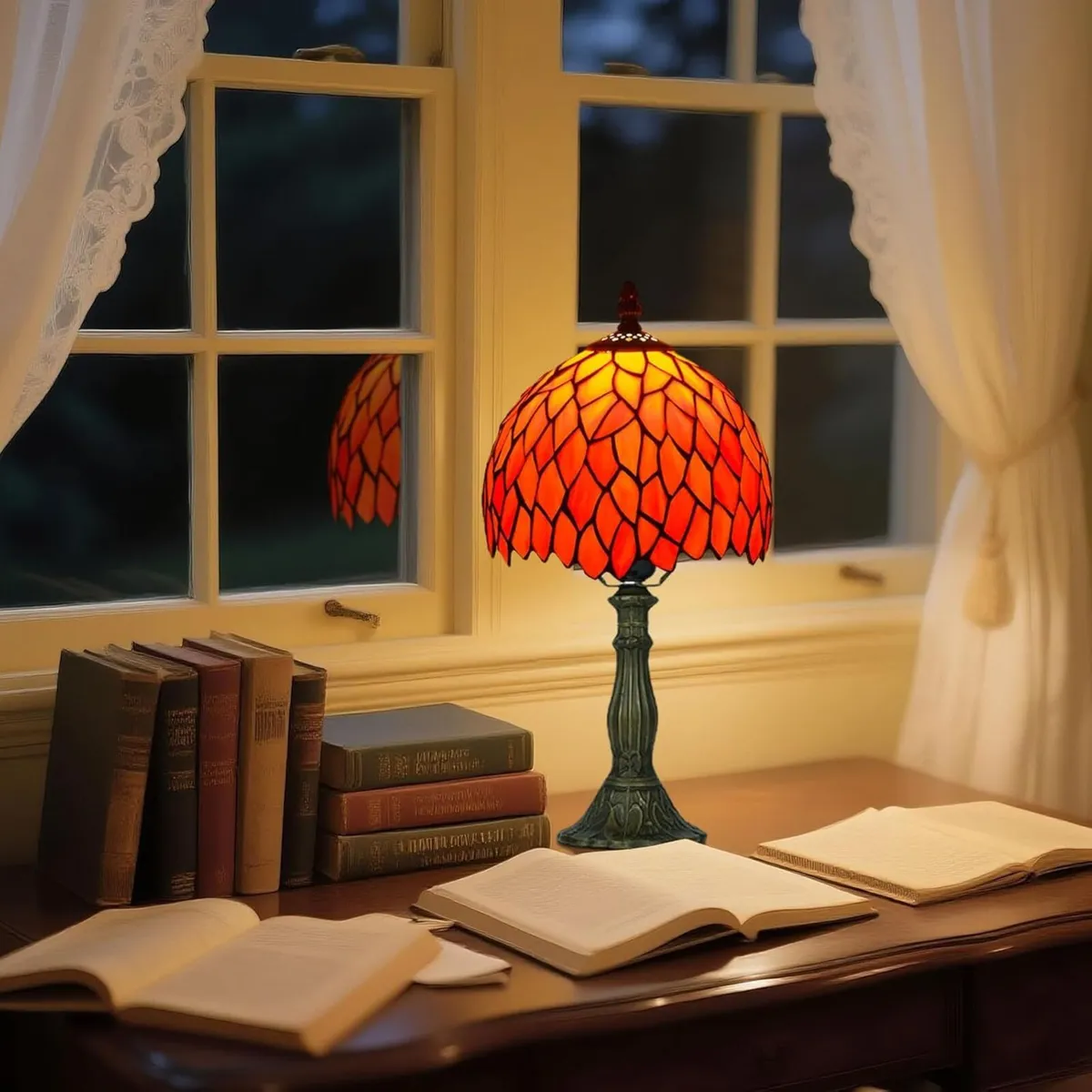 Tiffany Style Table Lamp for Bedroom - Remote - Image 2