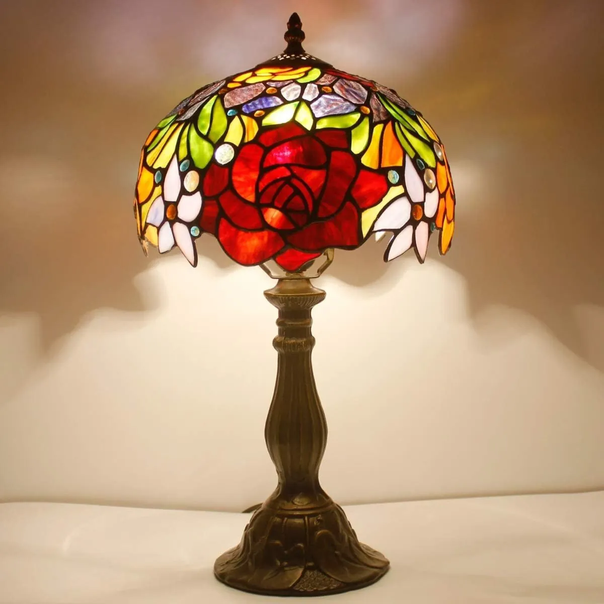 Tiffany Style Table Lamp Stained Glass Bedside - Image 2