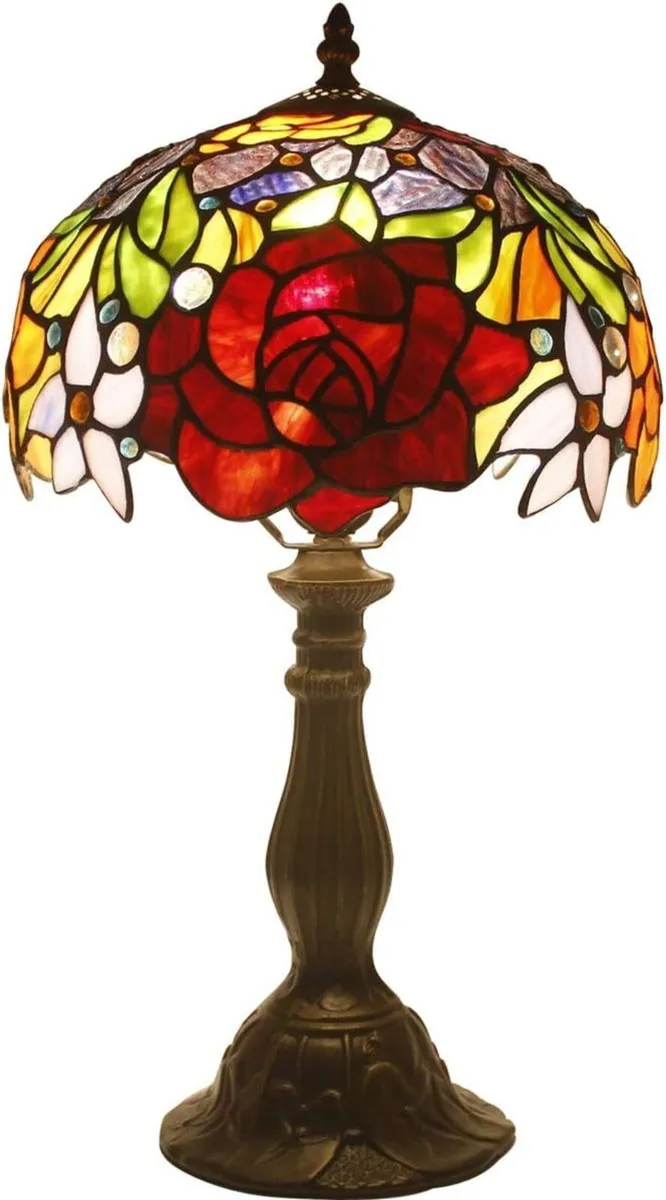 Tiffany Style Table Lamp Stained Glass Bedside - Image 1