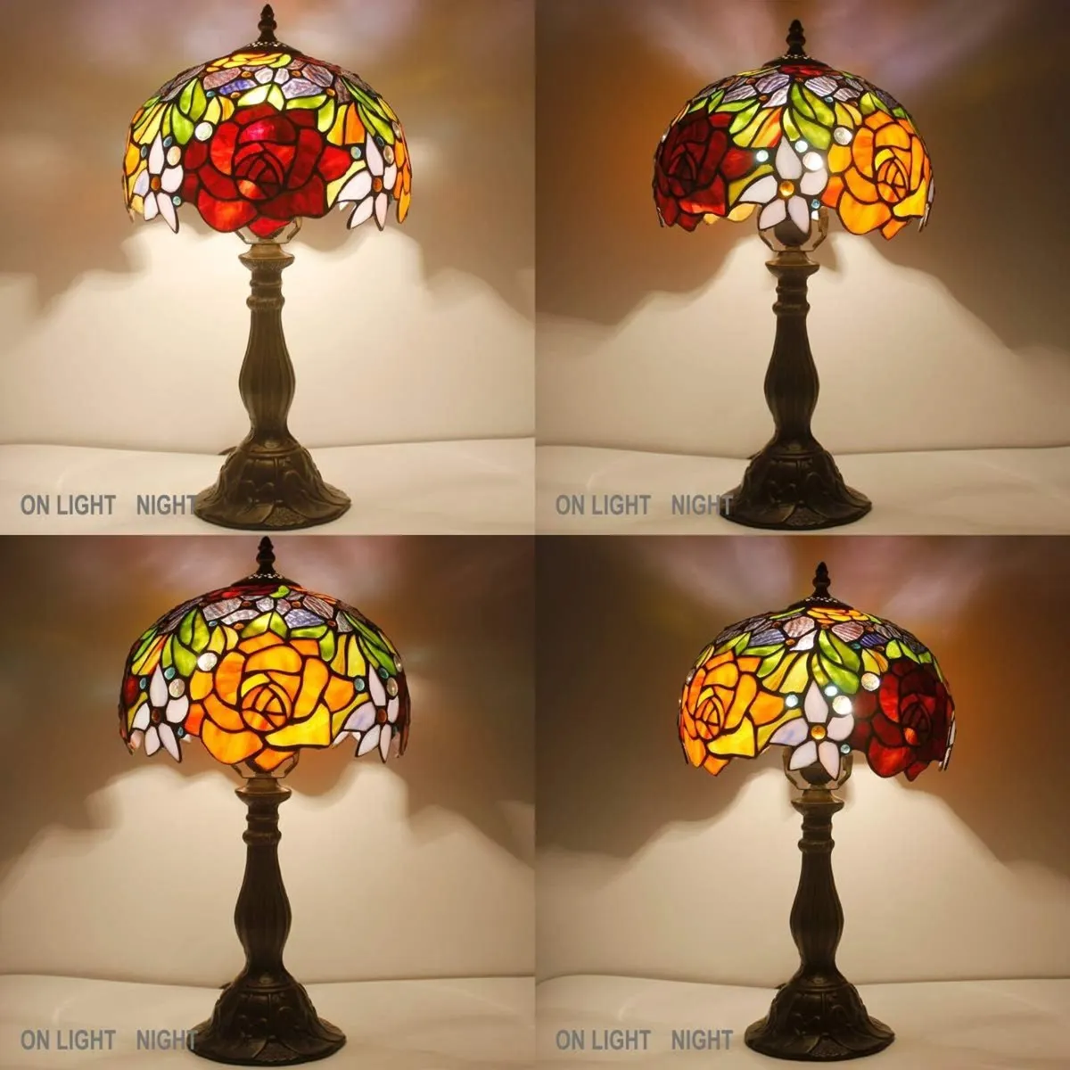 Tiffany Style Table Lamp Stained Glass Bedside - Image 3