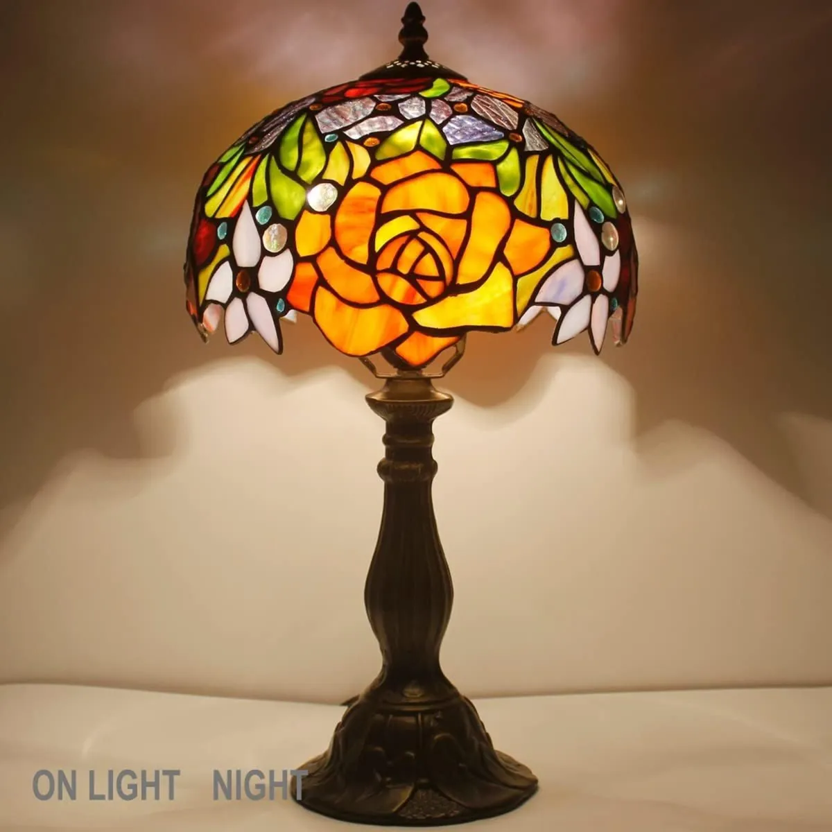 Tiffany Style Table Lamp Stained Glass Bedside - Image 4