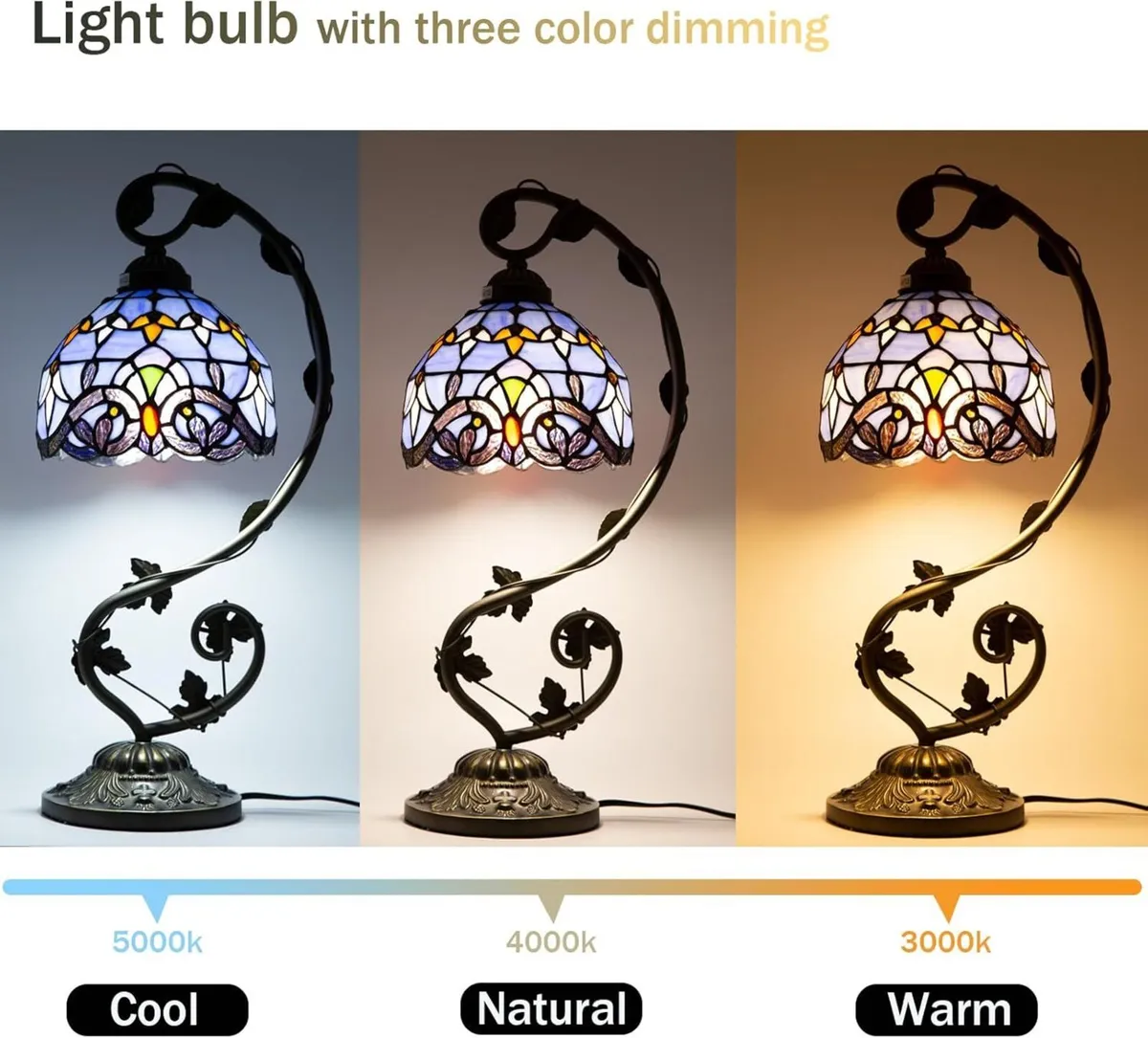 Small Tiffany Lamp 8 Inch Style Lights Table - Image 2