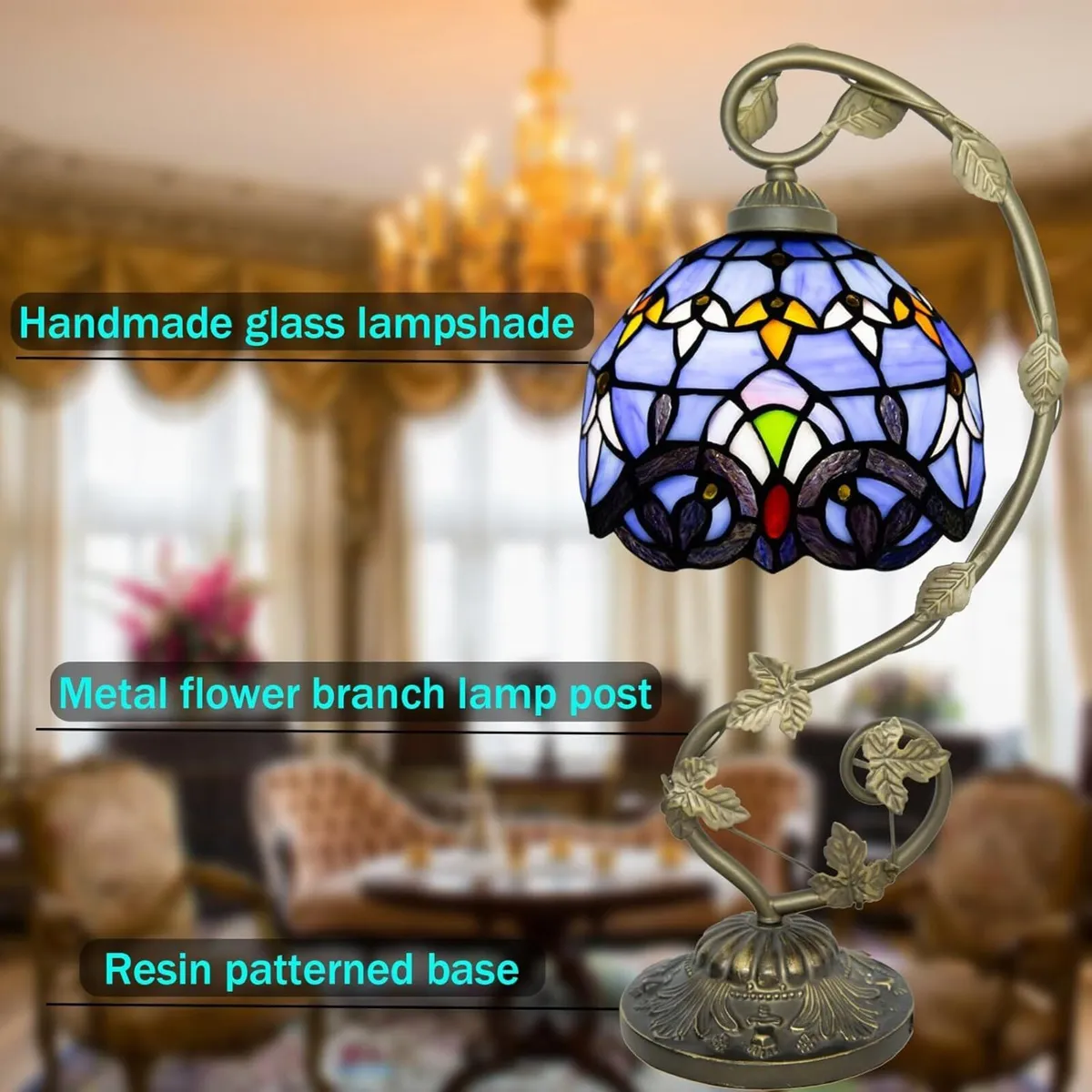 Small Tiffany Lamp 8 Inch Style Lights Table - Image 4