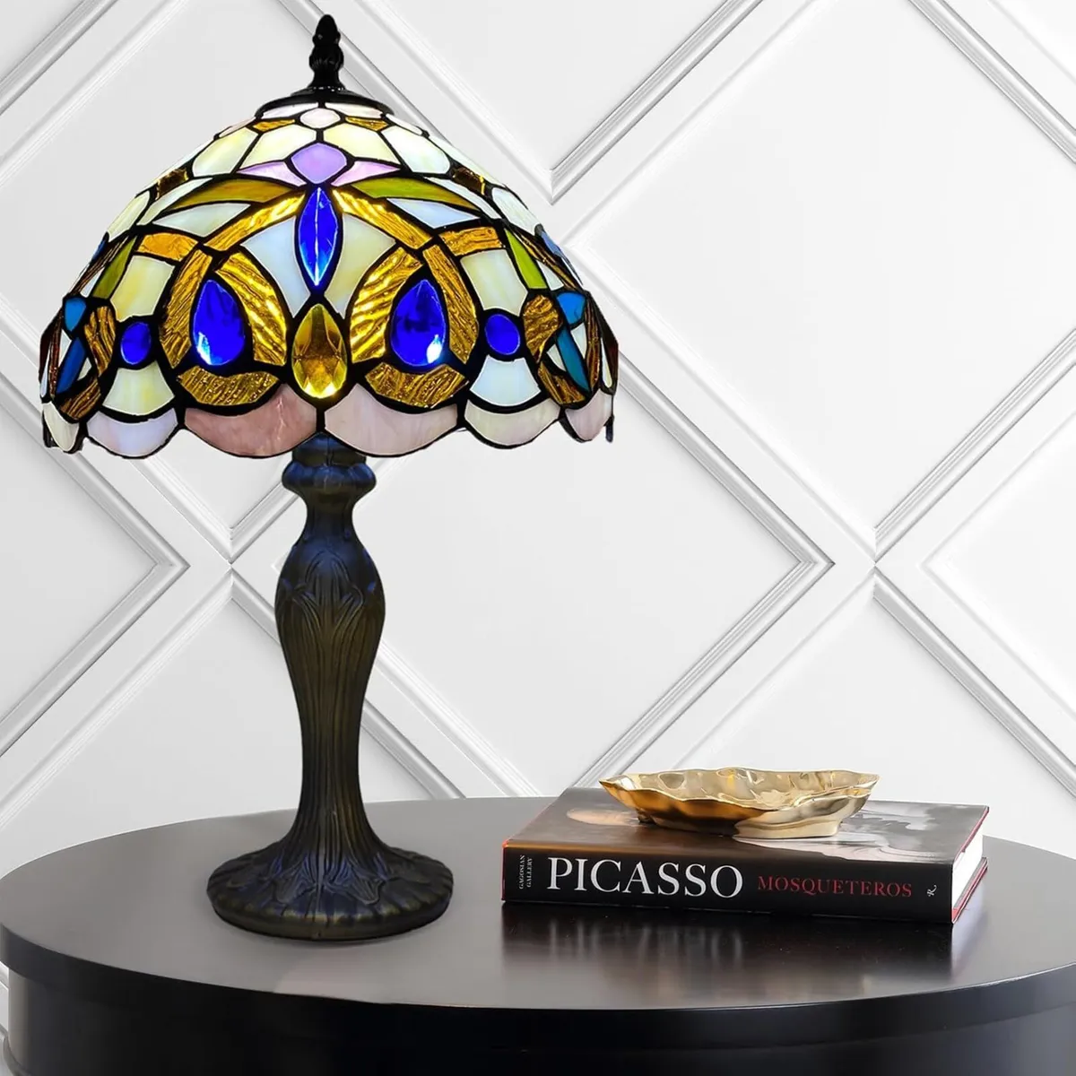 Tiffany Style Table Lamp Stained Glass Handcrafted - Image 3