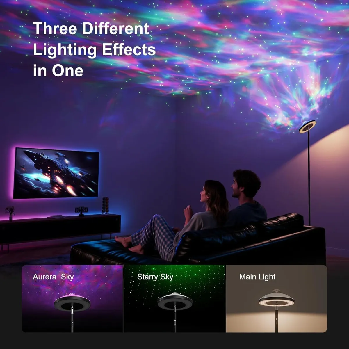 Uplighter Floor Lamp with Aurora Projector - Image 2