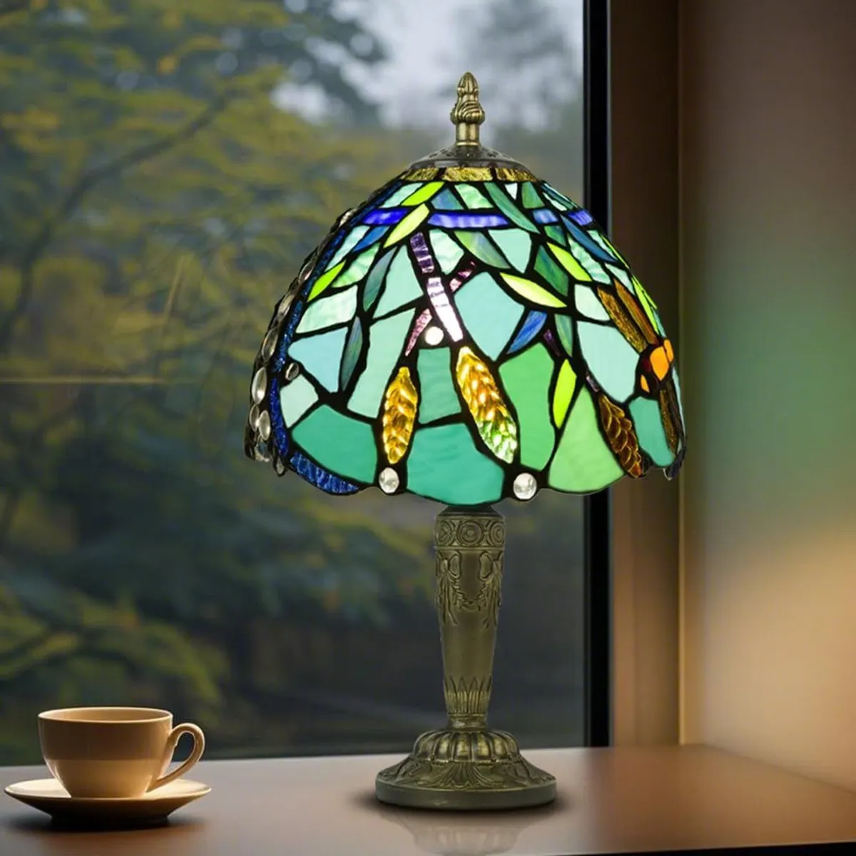 Small Tiffany Style Table Lamp 3 Color Temperature - Image 1