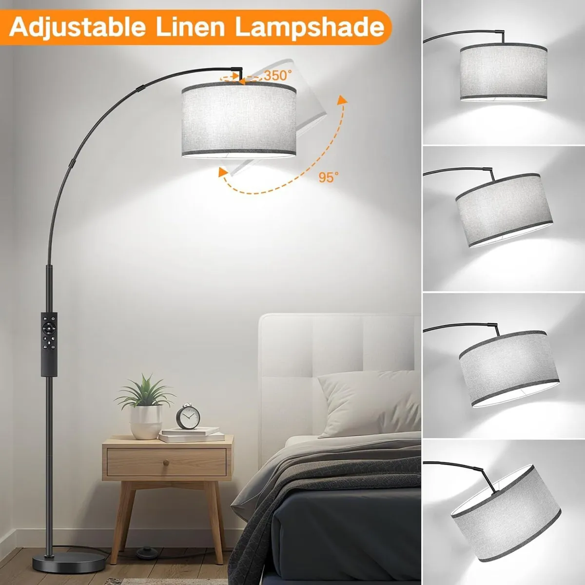LED Modern Arc Floor Lamp Dimmable Standing with - Image 4
