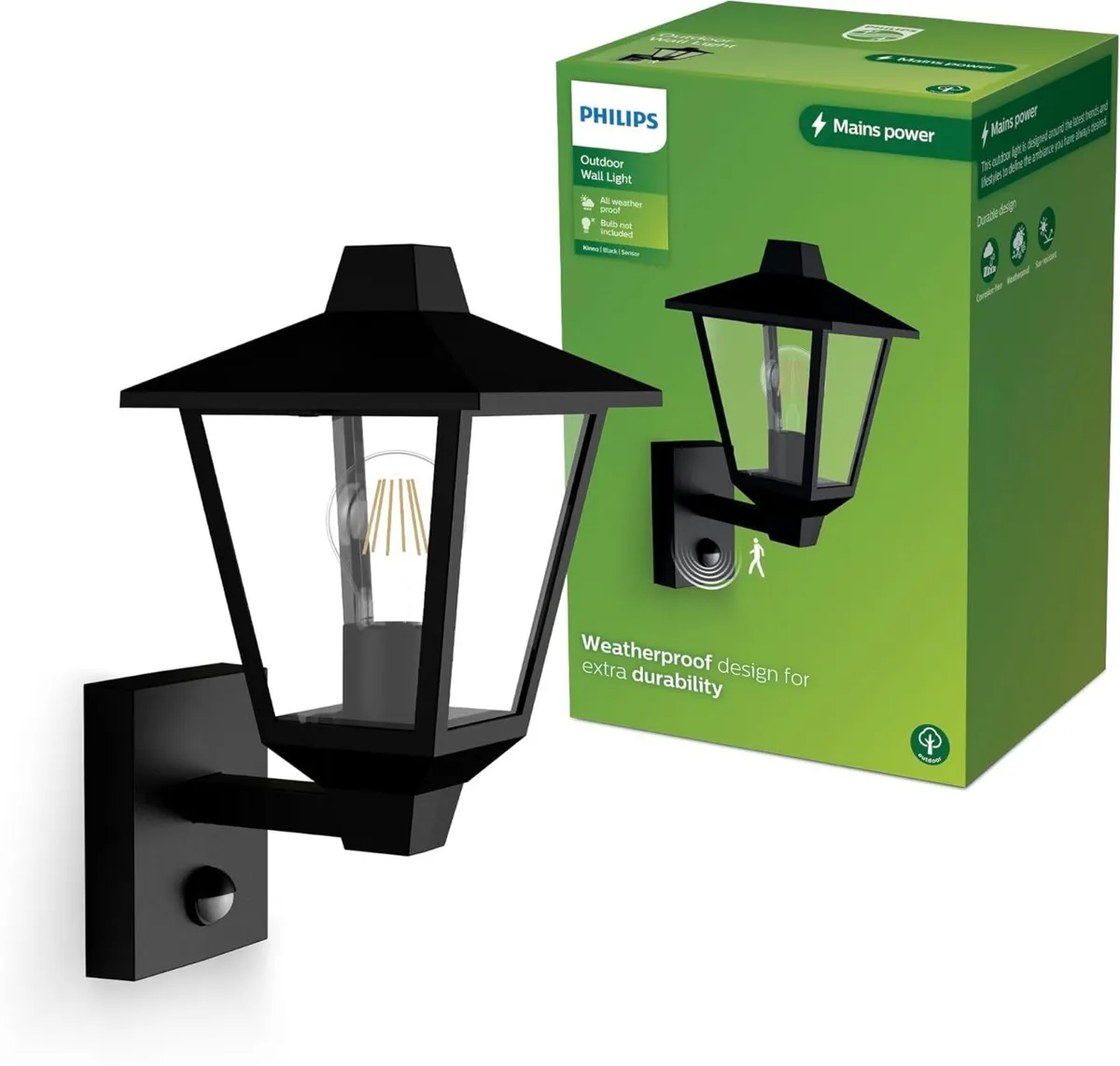 Kinno Outdoor Wall Light with Sensor Max 25W E27 - Image 1