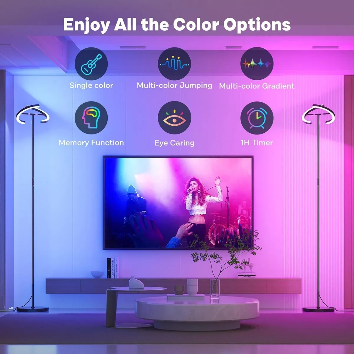 RGBCW Floor Lamp Color Changing Standing Modern - Image 3