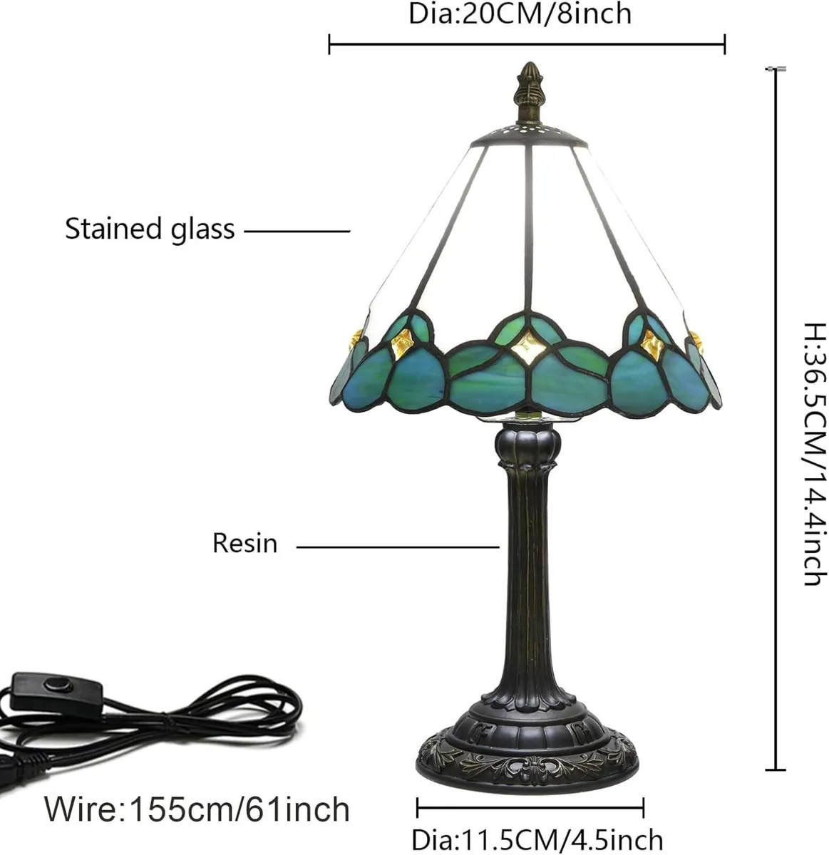 8in Tiffany Table Lamp Stained Glass Lamps for - Image 3