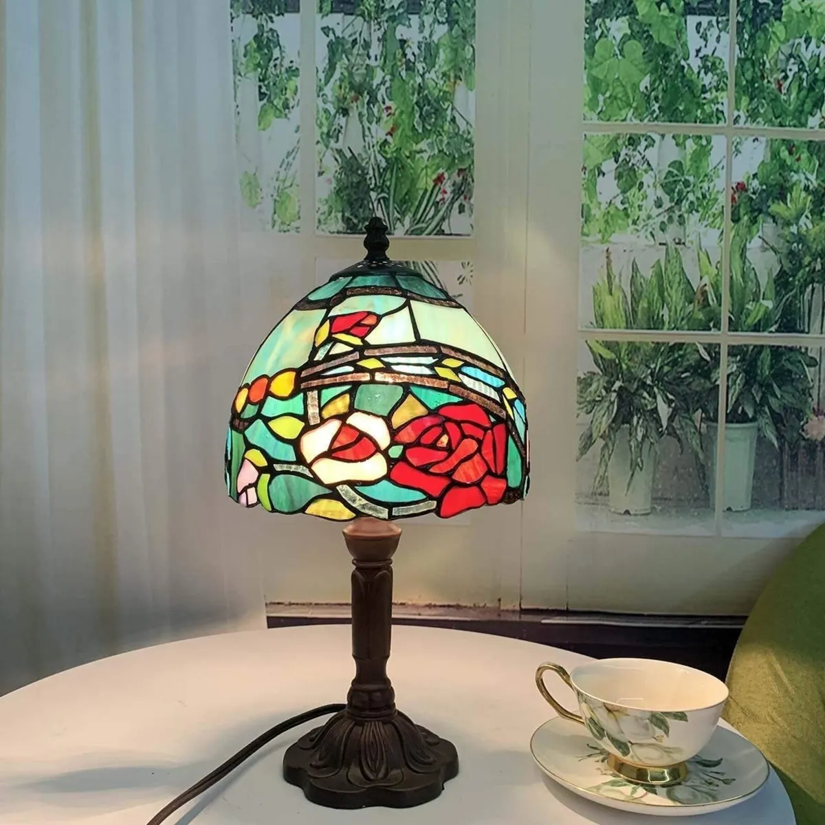 L30736 Rose Flower Tiffany Style Stained Glass - Image 2