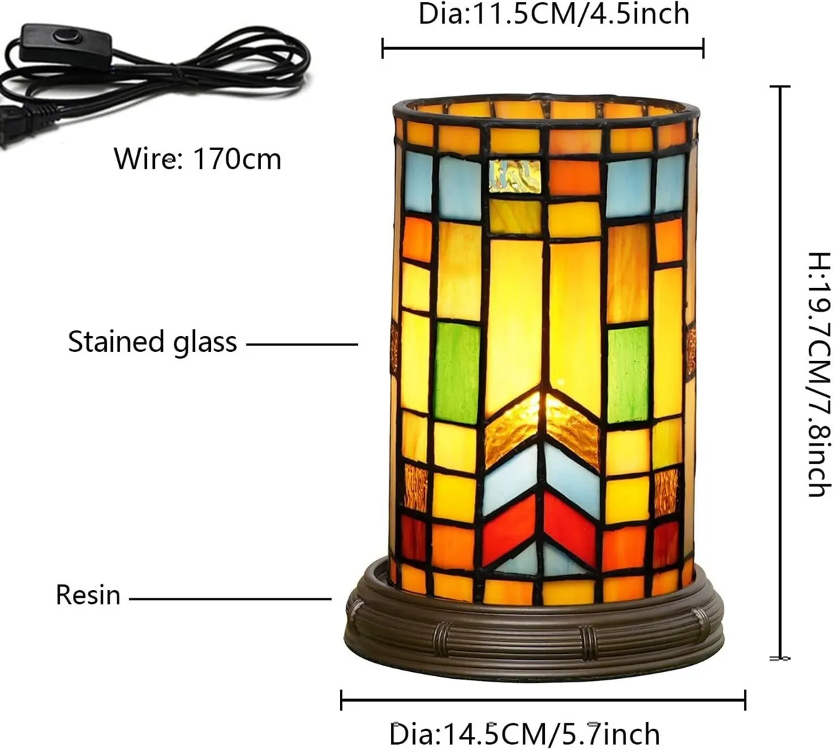 Tiffany Style Stained Glass Bohemian Block Table - Image 2