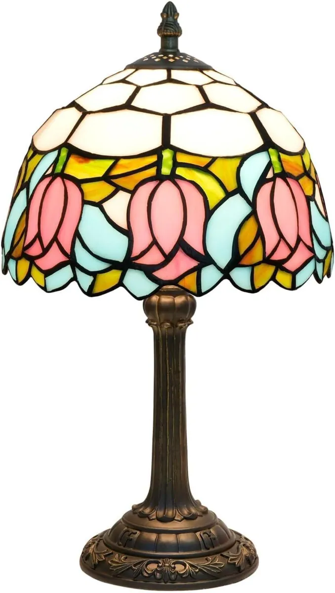 Tiffany Lamp Stained Glass 8X8X14 Inches Small - Image 1