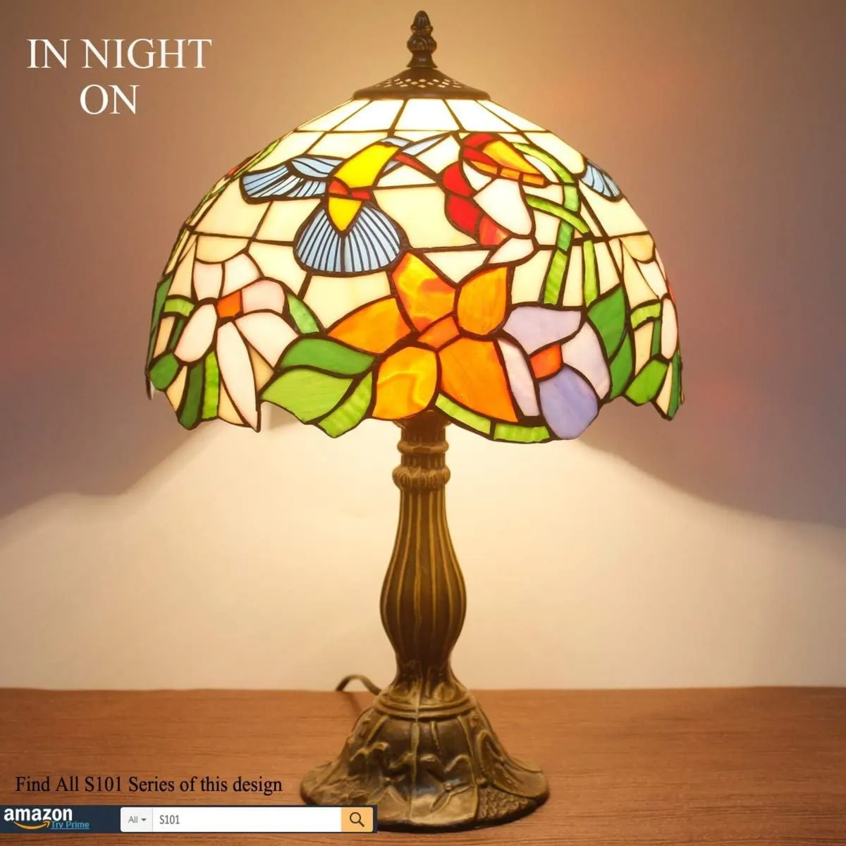 Tiffany Lamp Stained Glass Hummingbird Style - Image 4