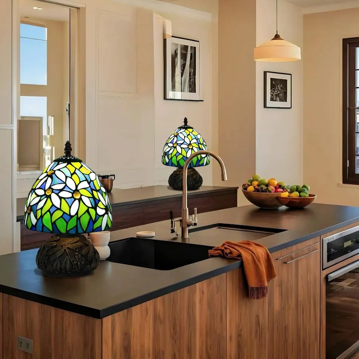 Small Tiffany Stained Glass Lamp 3 Color Temperatu - Image 3