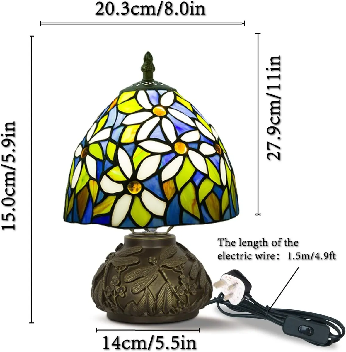 Small Tiffany Stained Glass Lamp 3 Color Temperatu - Image 4