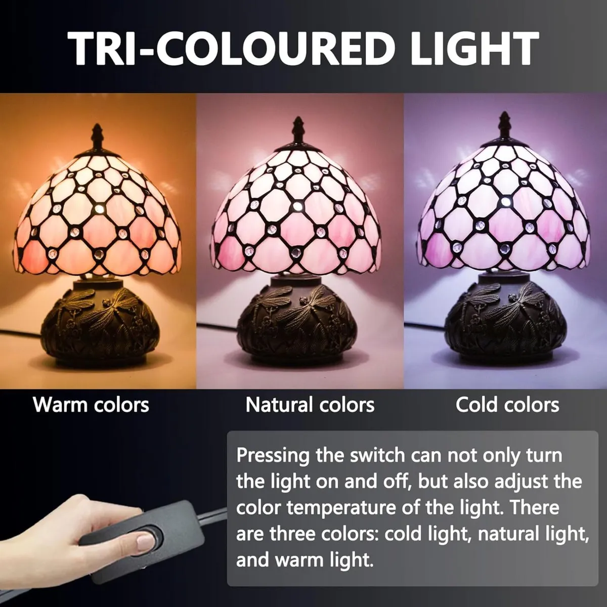 Small Tiffany Lamp Stained Glass Table for Living - Image 3