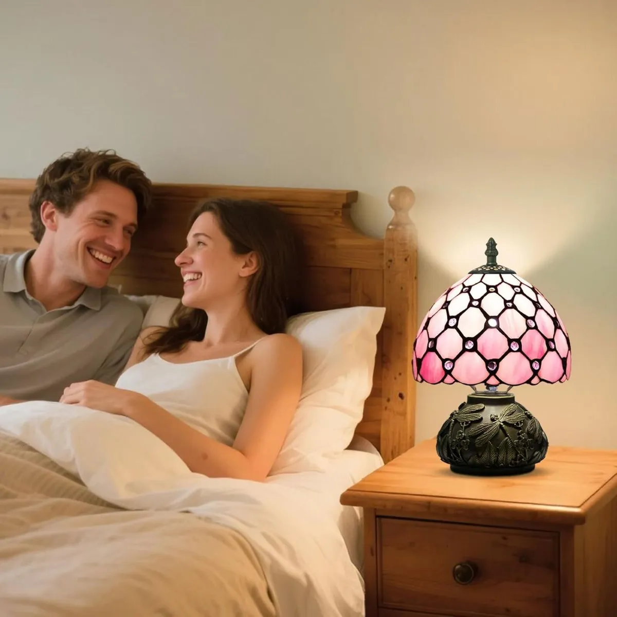 Small Tiffany Lamp Stained Glass Table for Living - Image 2