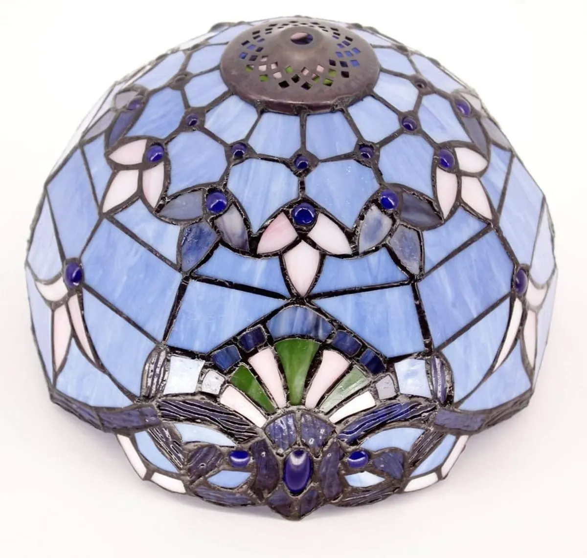 Tiffany Lamp Blue Purple Stained Glass Table - Image 2