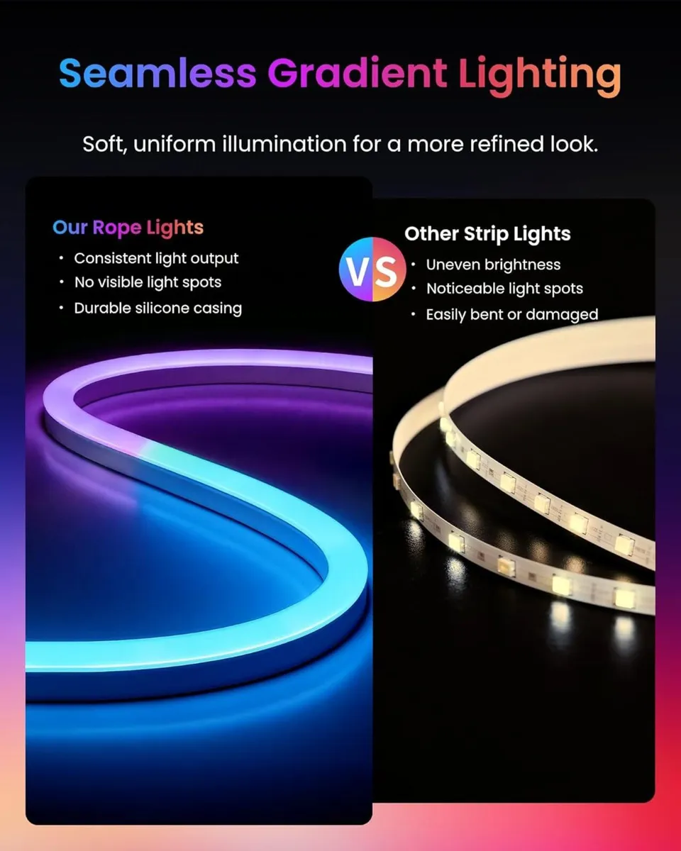 RGBIC Neon Rope Light 5M Matter LED Strip Works - Image 3