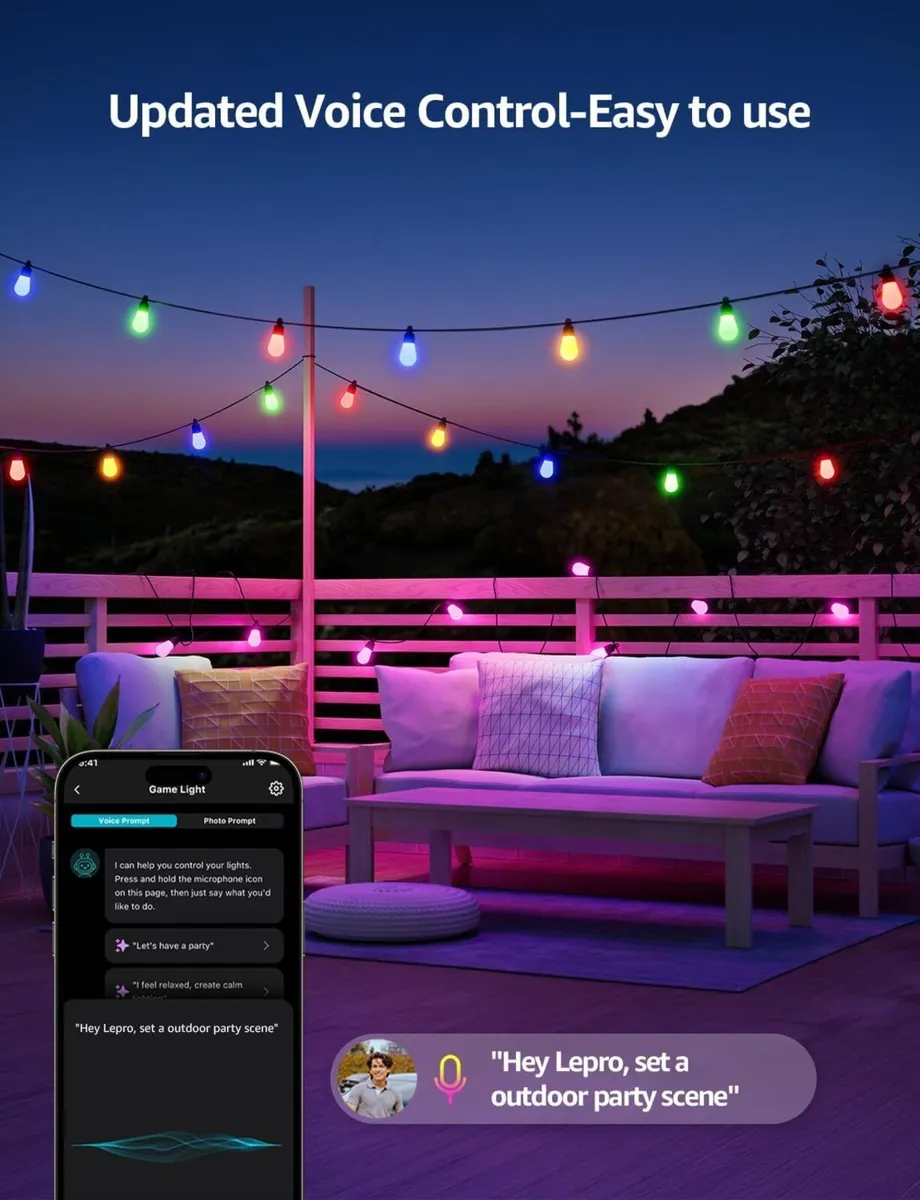 AI Smart Outdoor String Lights 15m Festoon - Image 3