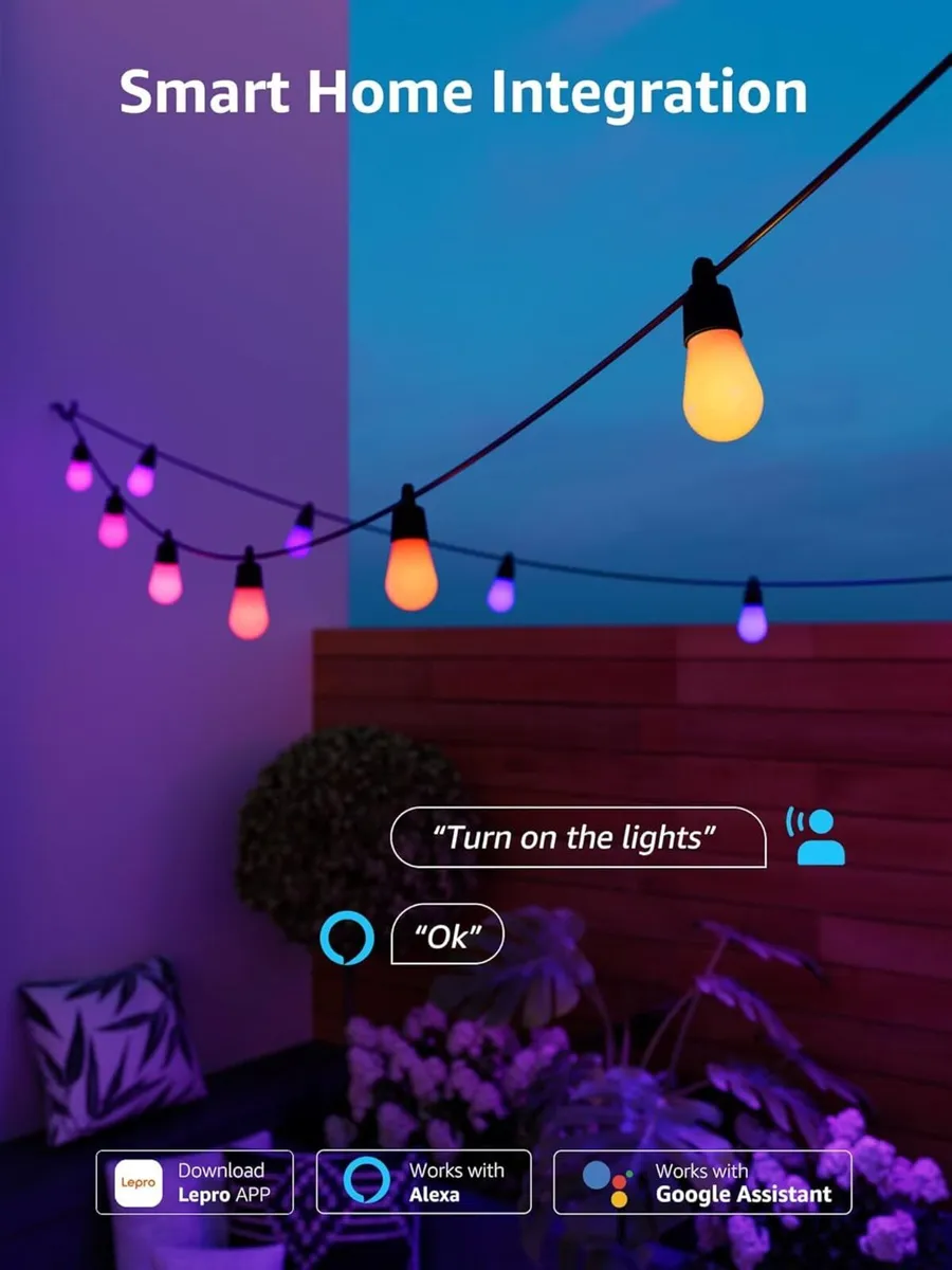 AI Smart Outdoor String Lights 15m Festoon - Image 4