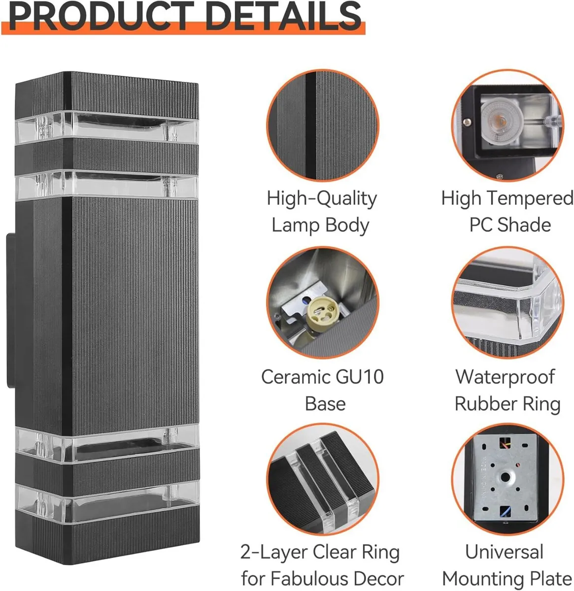 Outdoor Wall Lights Mains Powered Outside Light - Image 2