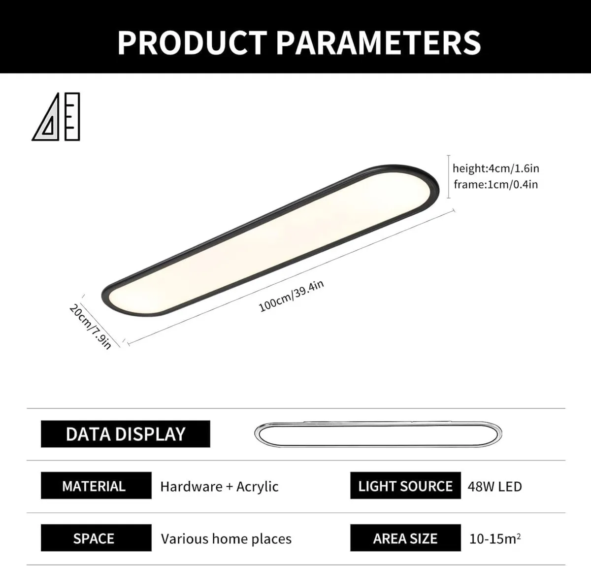 Dimmable LED Ceiling Light 100cm Full Spectrum - Image 3