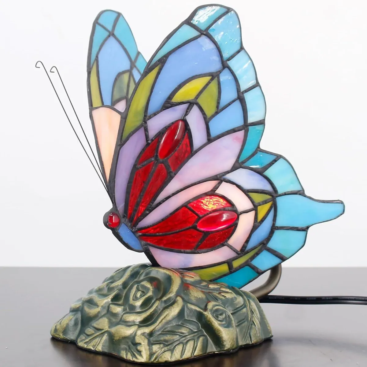 Small Tiffany Table lamp Stained Glass Butterfly - Image 2