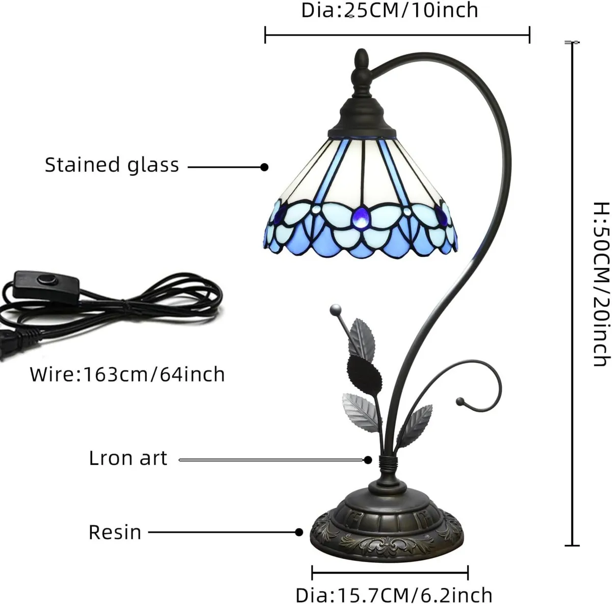 Tiffany Table Lamp Blue Butterfly Stained Glass - Image 2