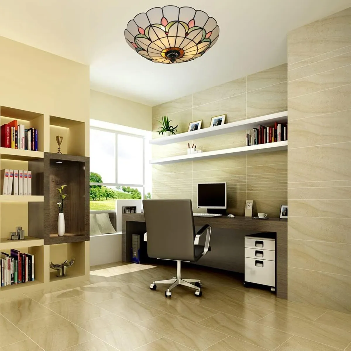 Tiffany Style Stained Glass Ceiling Lamp - 16 - Image 4