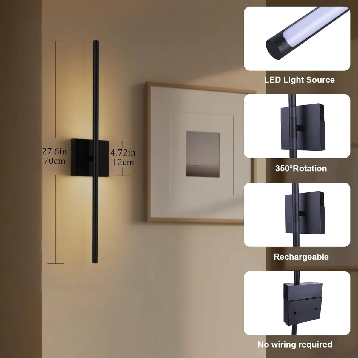 Battery Operated Wall Lights Indoor - Dimmable - Image 2